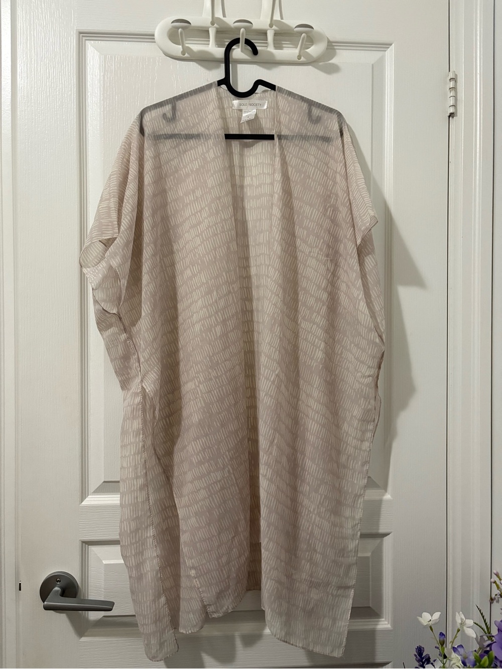 Sole Society Sheer Blush-Cream Kimono Cover-Up